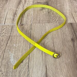 Gap Yellow Leather Perforated Skinny Belt Small